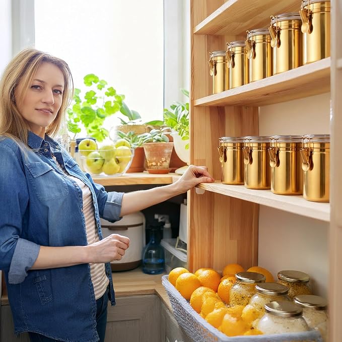 6 Pcs Stainless Steel Food Storage Containers Set Airtight Kitchen Canisters - Image 7