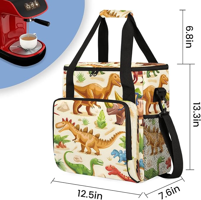 Dino Coffee Maker Carring Bag, Large Insulated Storage Organizer Case Tote Bags - Image 2