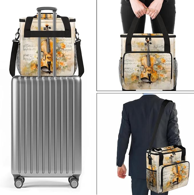 Musical Violin Coffee Maker Carring Bag, Large Insulated Storage Organizer Case - Image 7