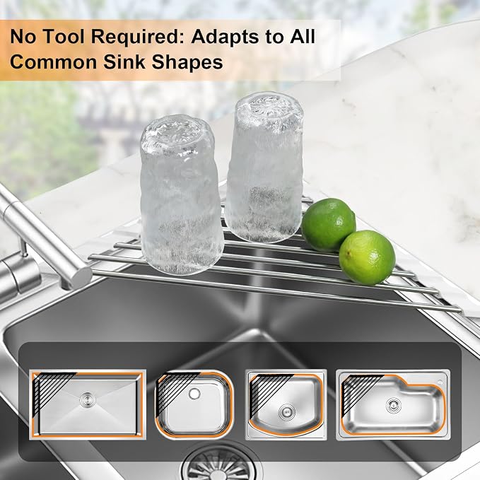 Sink Caddy Sponge Holder for Kitchen Sink, Small Dish Drainer for Kitchen - Image 3