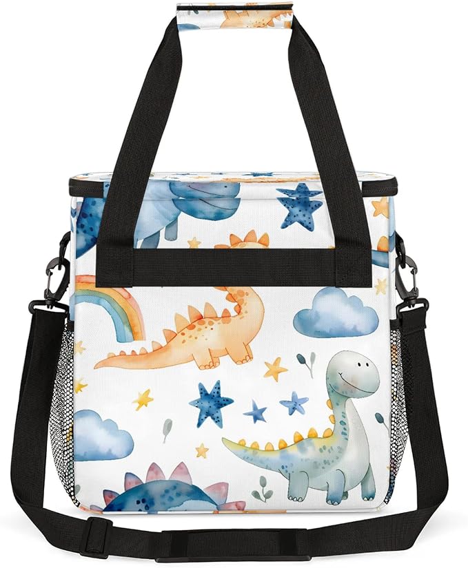 Cute Dino Rainbow Coffee Maker Carring Bag, Large Insulated Storage Organizer - Image 5