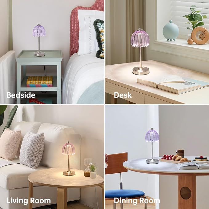 Shenmoyl Tulip Table Lamp with 5200mAh Battery & Touch Control, Cordless Small - Image 5