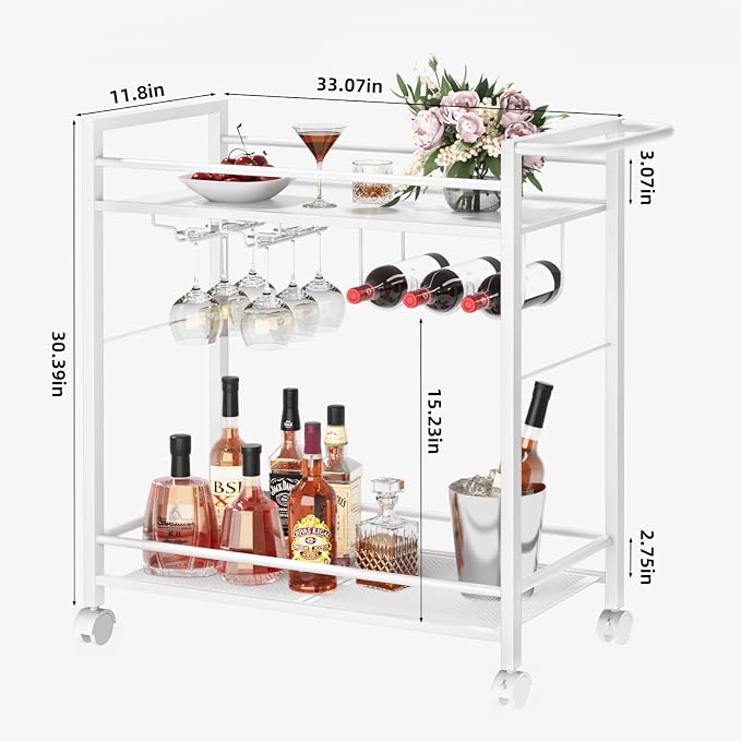 Joaxswe Bar Cart, Home Bar Serving Cart - Image 2