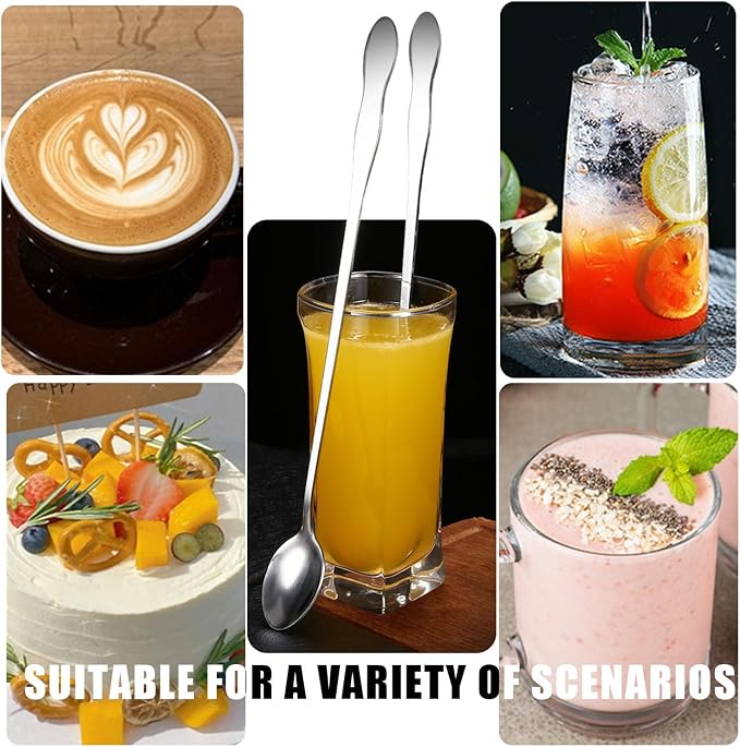 2 PCS Long Coffee Spoons, 7.8 Inch Coffee Stirrers, Ice Tea Spoons, Stainless - Image 3