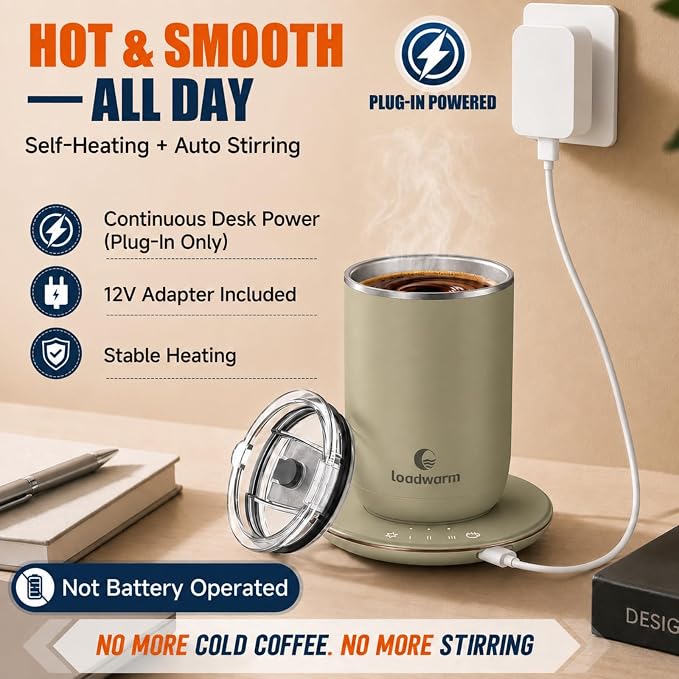 Self Heated Stirring Coffee Mug, 10oz Auto Mixing Cup - Image 3
