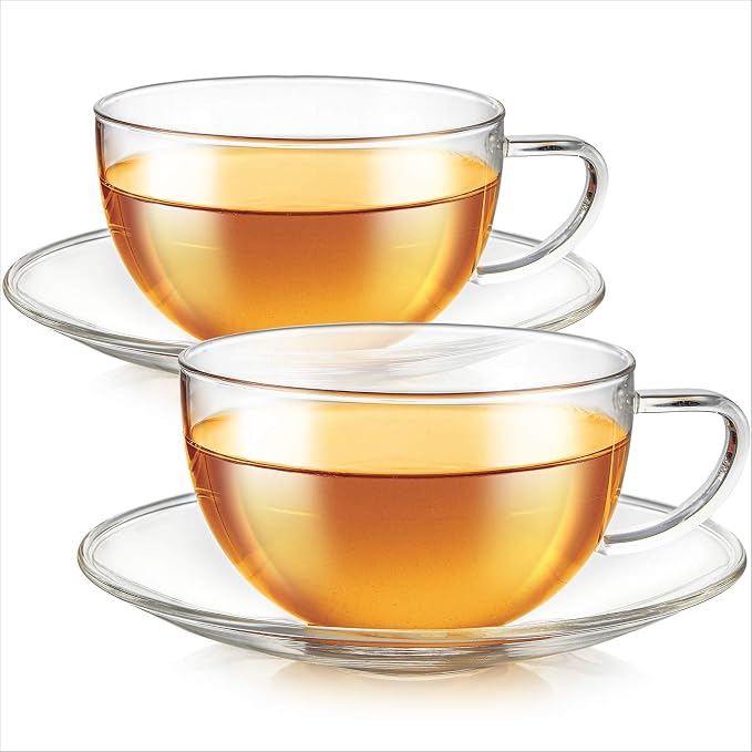 Teabloom Kyoto Teacup and Saucer Set 2-Pack – Large Size – 12 OZ/ 350 ML - Image 3