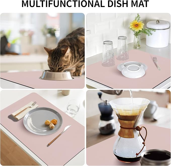Coffee Bar Mat for Countertop, 16“ x 24” Super Absorbent Dish Drying Mat - Image 6
