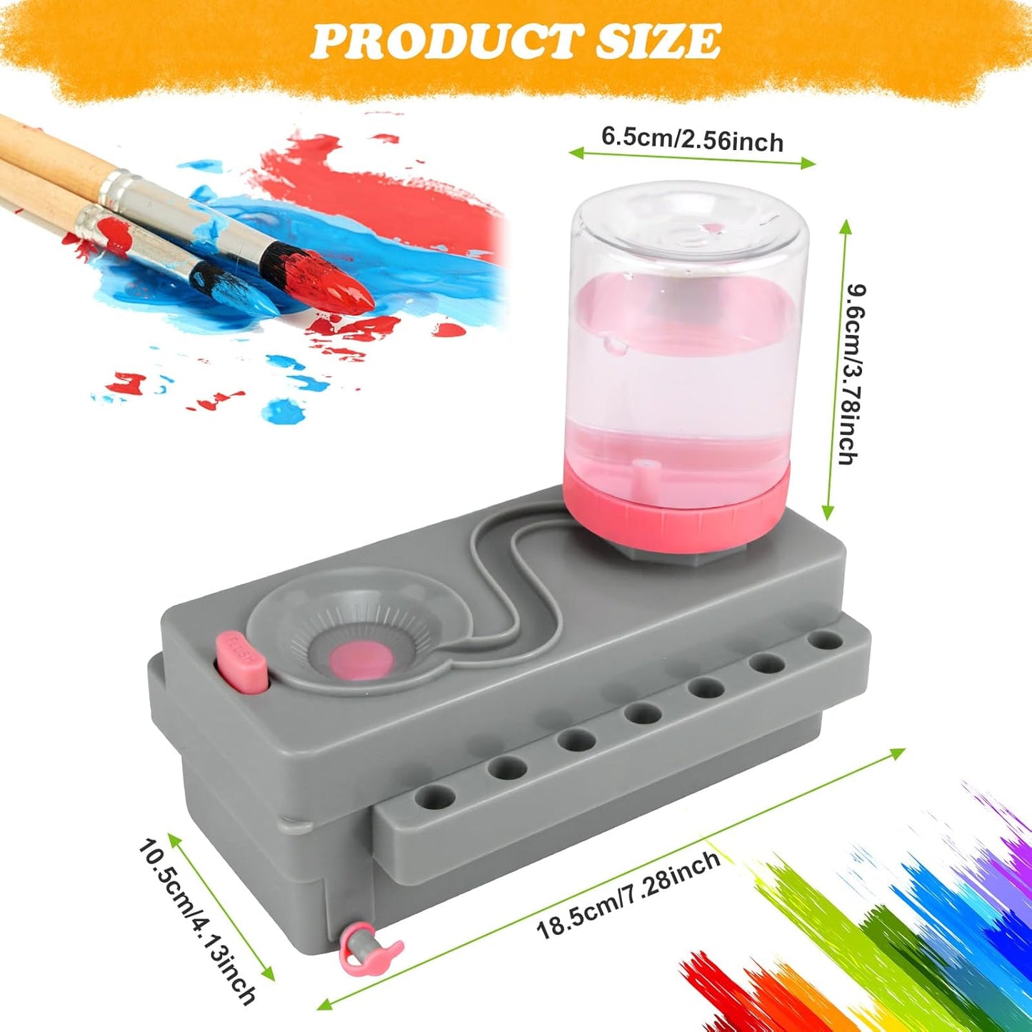 Brush Rinser Set Paint Cleaning Tools Makeup Brush Cleaner Machine, Paint Brush Cleaner Brush Rinser Running Water Circulation Paint Brush Cleaner (Grey Pink)