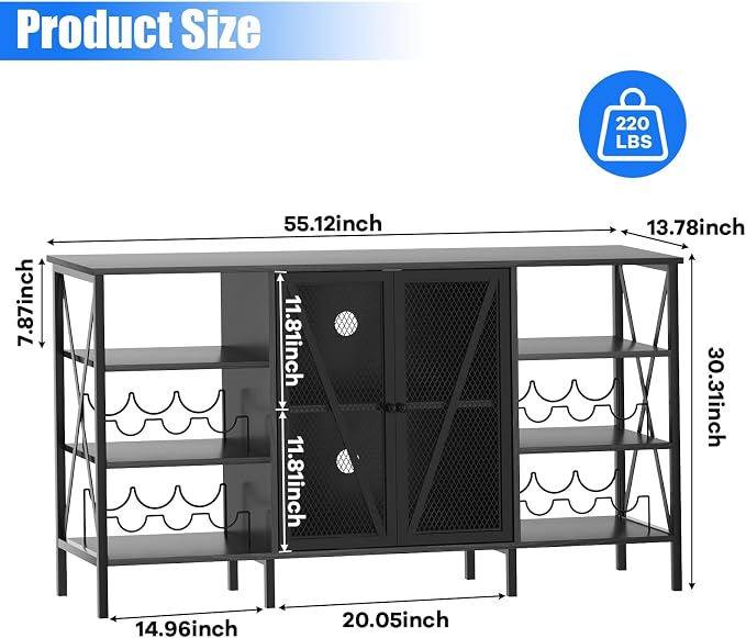 TROPOW 55 Inch Industrial Bar Cabinet - Image 2