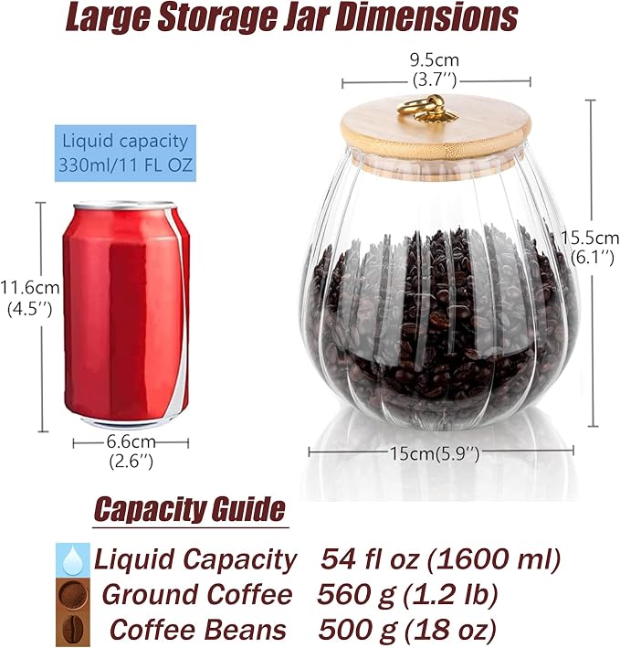 FANTESTICRYAN Glass Coffee Nuts Canister Airtight Storage Jar Petal Decorative - Image 2
