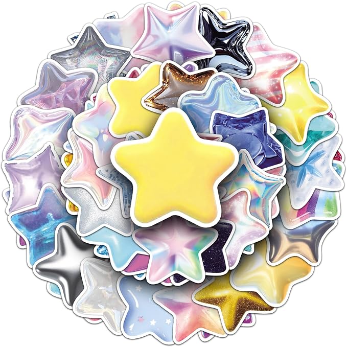 50Pcs Star Stickers, Waterproof Vinyl Holographic Star Stickers by Unknown