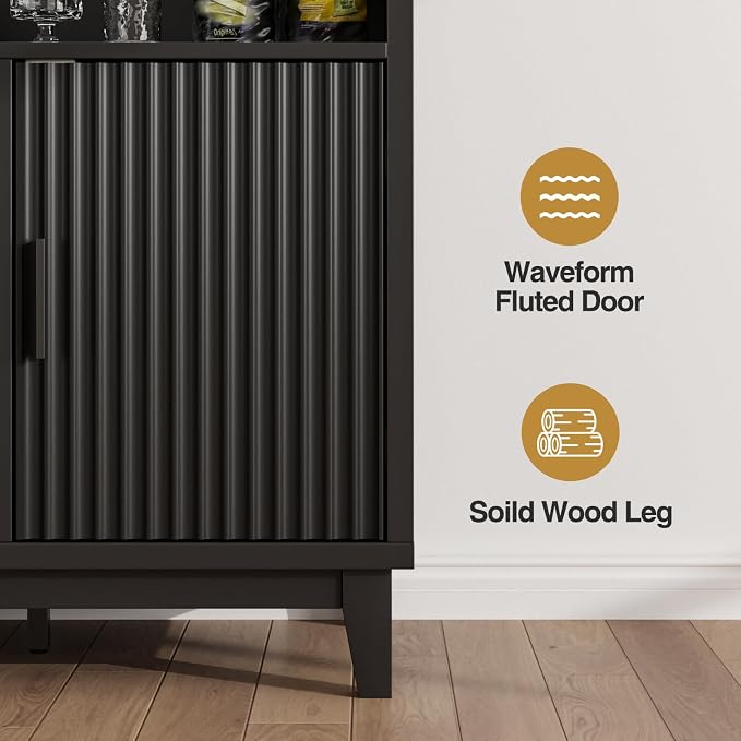 Vabches Fluted Coffee Bar Cabinet - Image 6