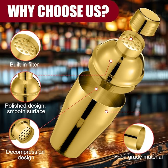 Nitial 6 Pcs Bar Cocktail Shaker Professional Stainless Steel Martini Drink - Image 3