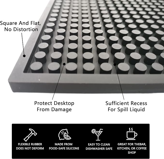 Silicone Coffee Bar Mats:Glasses Dish Drying Mat, Non Slip Service Mat - Image 5