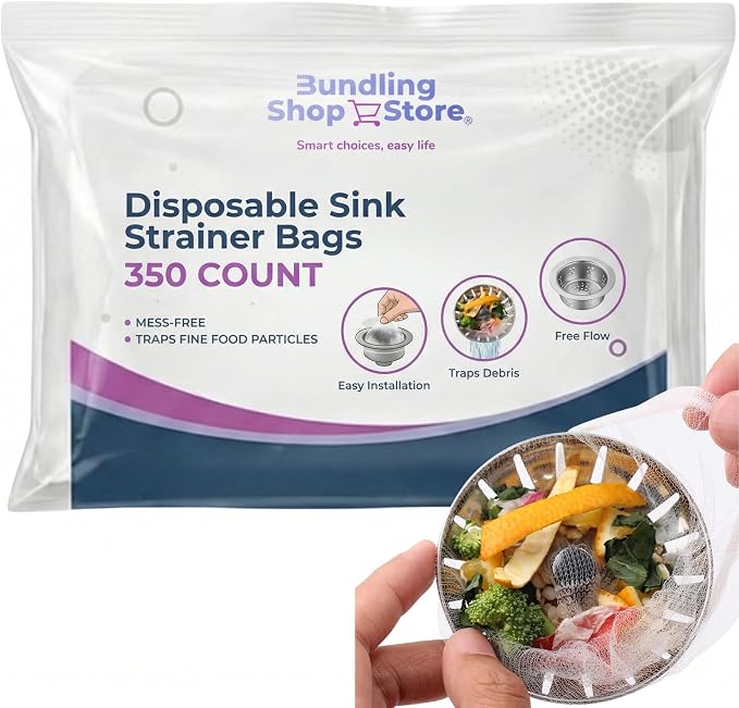 Disposable Sink Strainer Bags – Mess-Free Kitchen Sink Drain Filter Mesh – by BUNDLING