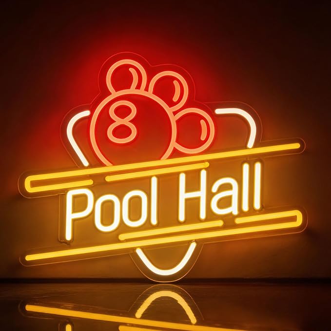 Ball Pool Hall Neon Sign Vintage Billiards Bar Light by Unknown
