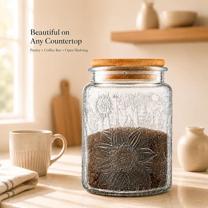 ANSQU 2 Pack Vintage Glass Storage Jar, 23.7 FL OZ Glass Food Storage Containers - Image 4