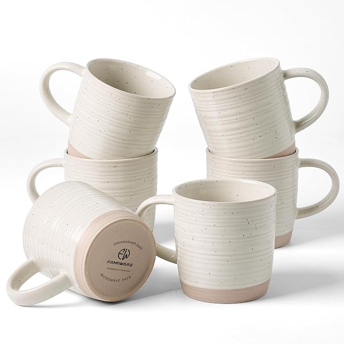 famiware Coffee Mugs Set of 6, 13 oz Mug Set, Ceramic Cup Set by Famiware