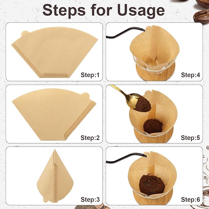 100Pcs Coffee Filters #4, Unbleached Natural Coffee Filters 8-12 Cup, - Image 5
