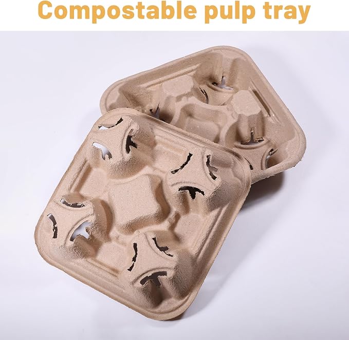 CHGCRAFT 30 Pcs 4 Cup Drink Carrier Drink Cup Holder Coffee Take Out Trays - Image 4
