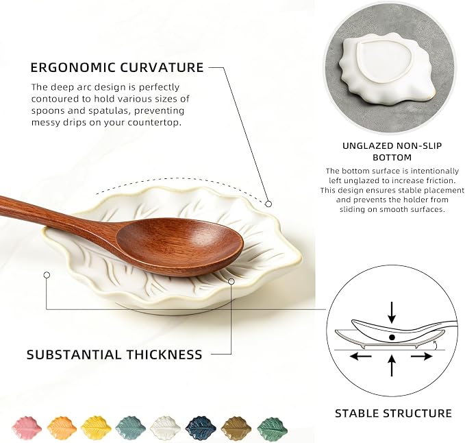 Ceramic Leaf Spoon Rest, Spoon Holder - Image 6