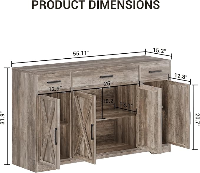 Modern Buffet Sideboard Kitchen Storage Cabinet - Image 2