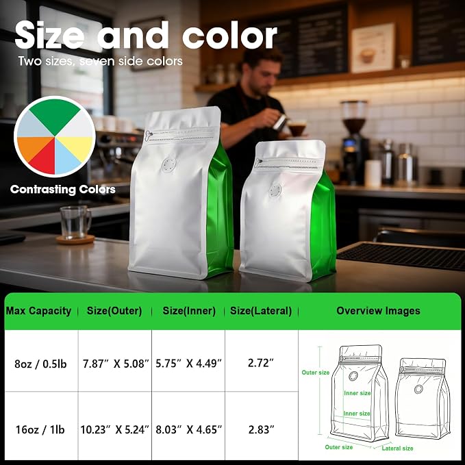Coffee Bags with Valve Vented Coffee Beans Packaging Bags High Barrier - Image 2