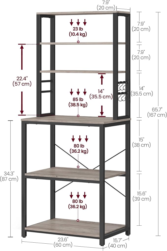 VASAGLE Coffee Bar, 23.6 Inches Baker's Rack - Image 3