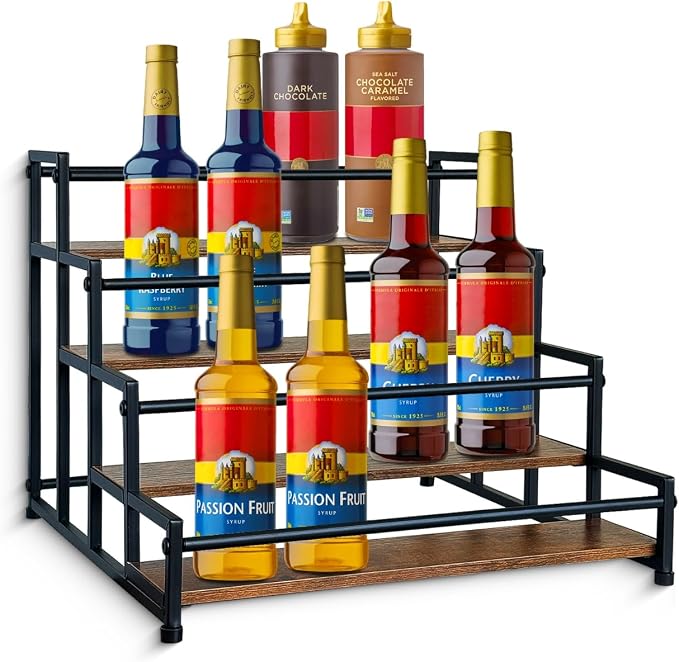 4-Tier Coffee Syrup Organizer 20 Bottles Syrup Rack by MJFAJAZF