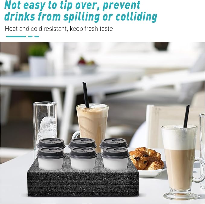 2Pcs Takeout Cup Holders Foam, 6 Cups Foam Takeout Coffee Carrier Trays to Go - Image 7