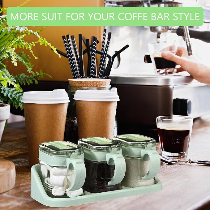 Suclain 3 Pcs Sugar Coffee Container Set 16 oz Glass Condiment Jar Spice - Image 6