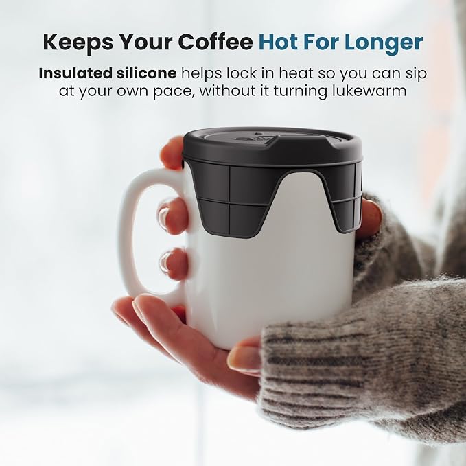 Jokari Silicone Cup Cover 2 Pack Stretch Fit Spill-Proof Coffee Mug Lid - Image 3