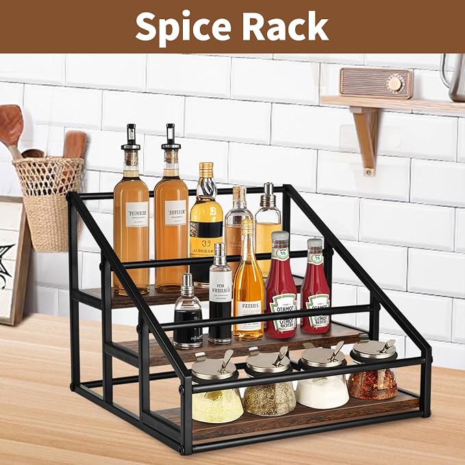YQBRAO Coffee Syrup Rack Organizer, 3-Tier 12 Bottles Syrup Rack - Image 8