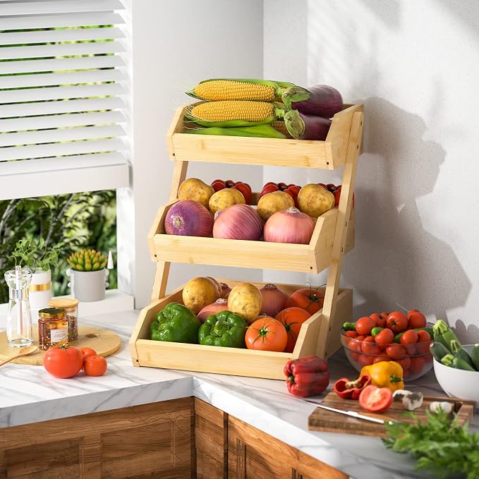 G.a HOMEFAVOR Bamboo Fruit Basket, Fruit Organizer - Image 8