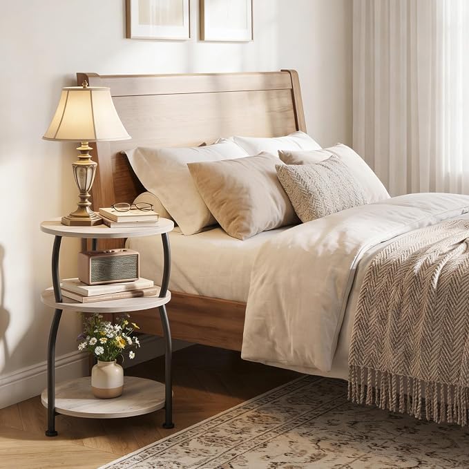 Round Side Table, 3-Tier End Table - Image 5