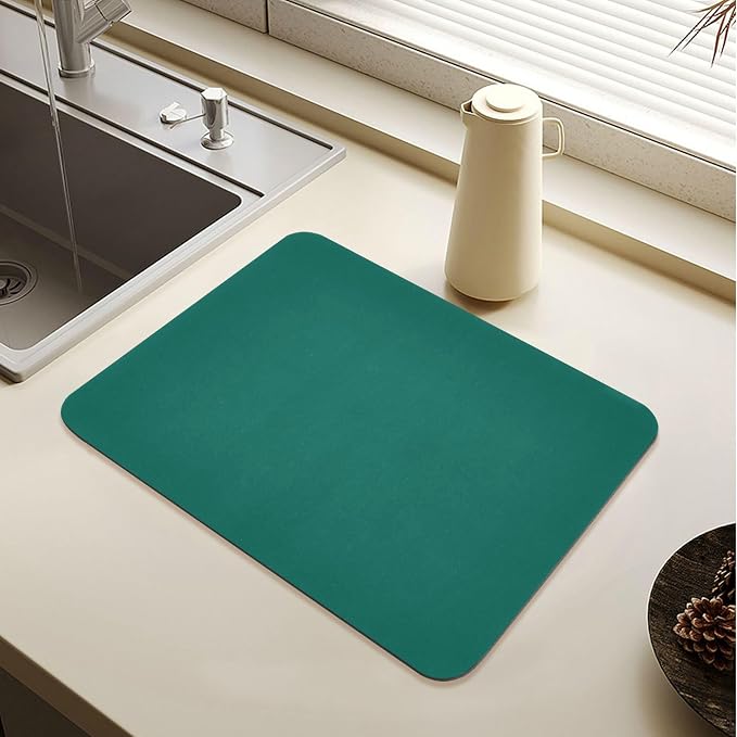 Hunter Green Dish Drying Mat for Kitchen Counter No-slip Rubber Bottom Dish by Sinestour