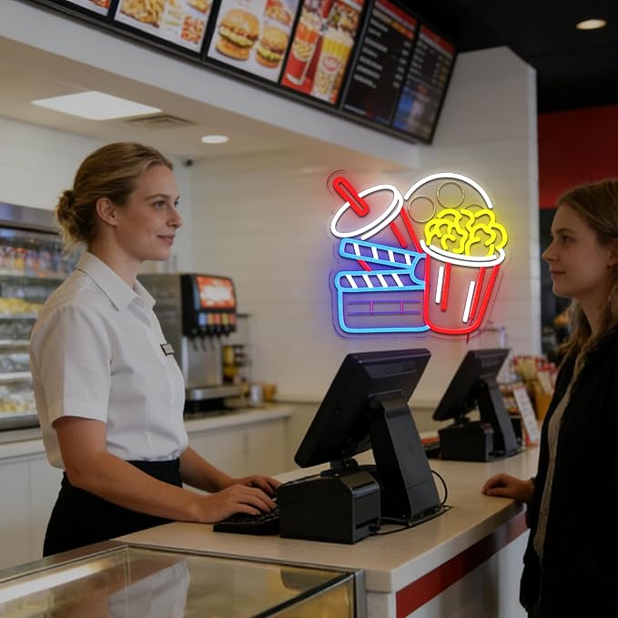 Cinema Snacks Neon Sign for Wall Decor Dimmable Popcorn Led Sign for Movie Time - Image 7