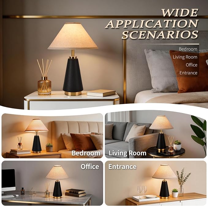18.11 Inch Black Modern Table Lamp, Home Decor Lamp - Image 2