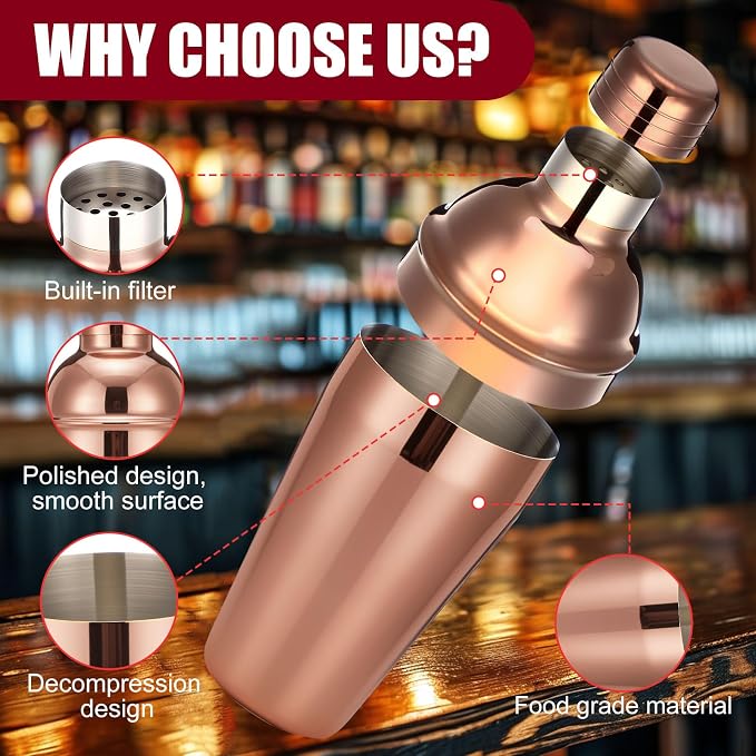 Nitial 6 Pcs Bar Cocktail Shaker Professional Stainless Steel Martini Drink - Image 3