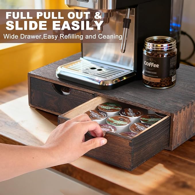 Wooden K Cup Organizer Coffee Pod Storage Box, Coffee Pod and Tea Bag Holder - Image 3