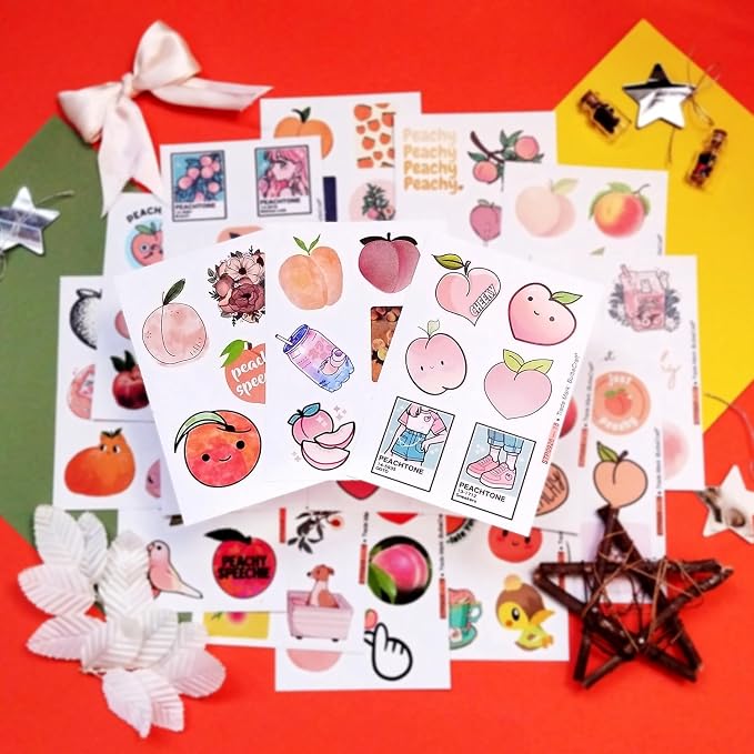 100Pcs Peach Stickers for Water Bottle and Laptop - Image 9