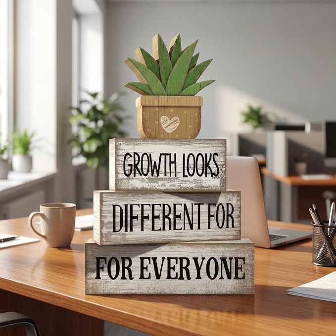 Lineshading 4 Pcs Inspirational Farmhouse Table Decor Growth Looks Different - Image 5