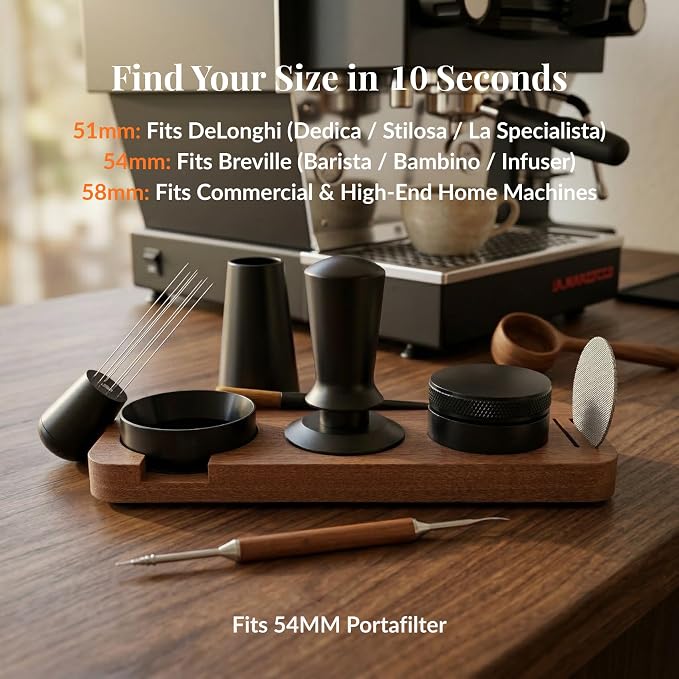 8 PCS Espresso Accessories Kit, 53.3mm Espresso Tamper 54mm Portafilter - Image 2