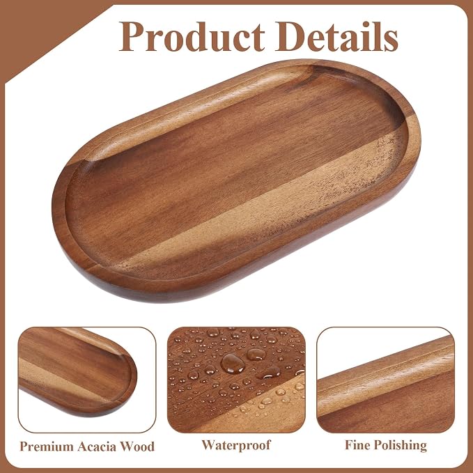 Small Wooden Serving Tray, Mini Acacia Wood Platters - Image 4