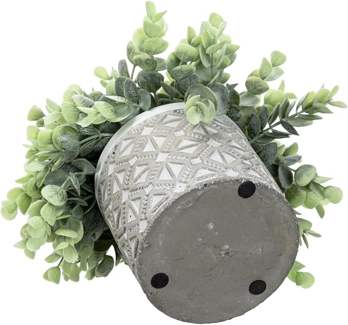 MyGift Artificial Eucalyptus Plant in Modern Gray Concrete Pots - Image 7