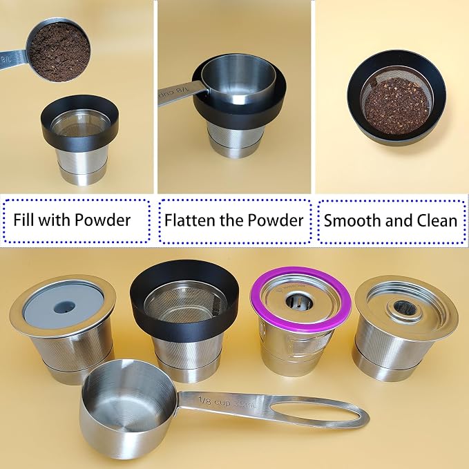 Reusable K Cup Refill Kit, 304 Stainless Steel 30ML Coffee Scoop & Aluminum - Image 2