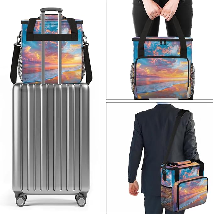 Hawaiian Beach Themed Coffee Maker Carring Bag, Large Insulated Storage - Image 7