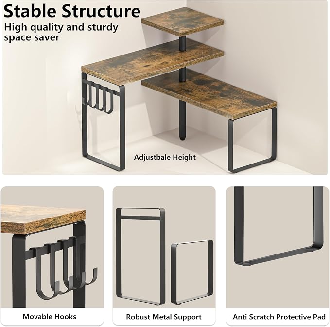 Alsonerbay Countertop Organizer Organization, 3 Tier Corner Shelf - Image 6