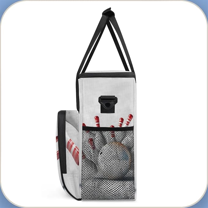Bowling Sports Themed Coffee Maker Carring Bag, Large Insulated Storage - Image 4