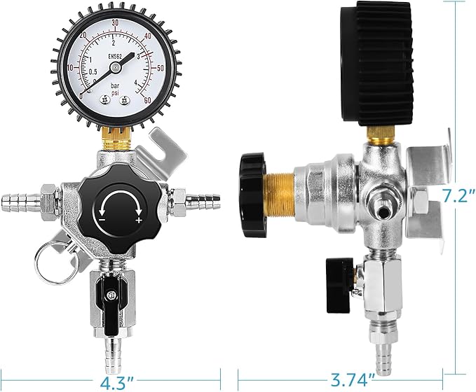 Professional Secondary CO2 Regulator, Pressure Beer Regulator Dual Gas Inlets & - Image 4